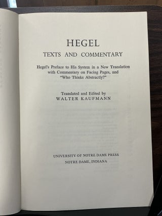 Hegel texts and commentary
