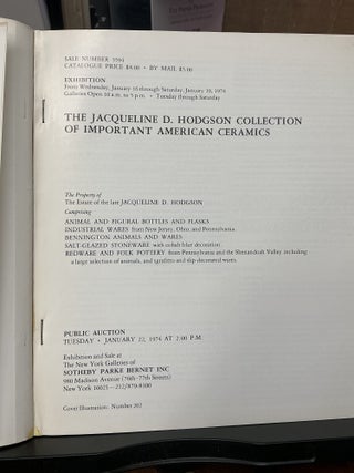 The Jacqueline D. Hodgson Collection Of Important American Ceramics